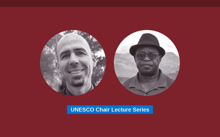 Portraits of the speakers Aaron Redman and Caleb Mandikonza